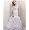 Eye Popping A Line Sweetheart Neckline One Shoulder Strap Lace Up Back Beading Ruffled Wedding Dress