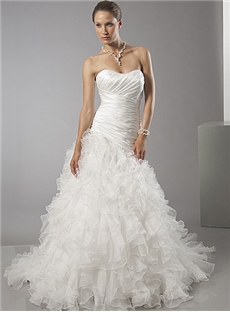 Fantastic A Line Sweetheart Court Train Ruffles Wedding Dress