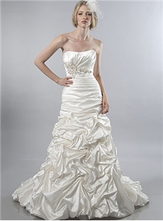 Attractive A Line Princess Strapless Pleats Court Darias Wedding Dress