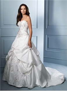 Courtlike A Line Sweetheart Neckline Strapless Beading Sequins Wedding Dress