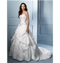 Courtlike A Line Sweetheart Neckline Strapless Beading Sequins Wedding Dress