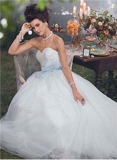 Gorgeous Sheath Sweetheart Neckline Beading Wedding Dress With Sash At Waist