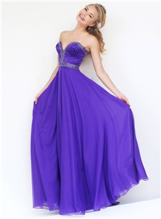 Glamour Sweetheart A Line Floor Length Beading Evening Prom Dress
