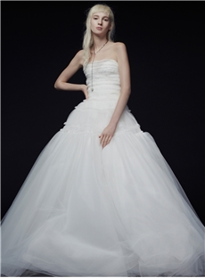 Fresh A Line Strapless Floor Length Zipper Up Back Wedding Dress