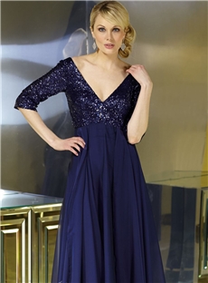Elegant V Neck Beading A Line Floor Length Evening Dress Mother Of The Bride Dress