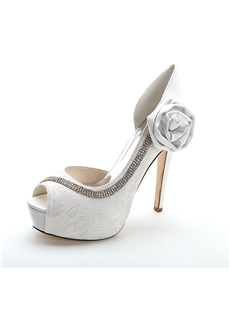 Fashion Concise Flower Peep Toe High Heel Wedding Shoes