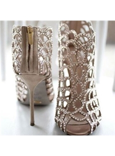Shinning Rhinestone Peep Toe High Heel Sandals