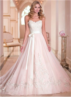 Elegant Tulle Sweetheart Neckline Natural Waistline A Line Wedding Dress