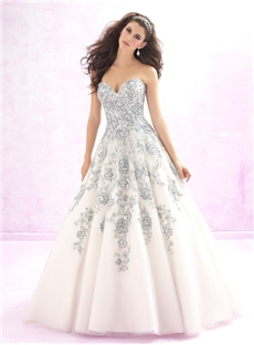 Stunning Ball Gown Sweetheart Neckline Ethereal Floral Embroidery Beading Wedding Dress