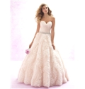 Damatic Ball Gown Sweetheart Neckline Gossamer Ruffles And Pleats Wedding Dress