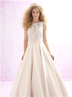 Gorgeous Ball Gown Bateau Neckline Crochet Patterned Lace Wedding Dress
