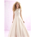 Gorgeous Ball Gown Bateau Neckline Crochet Patterned Lace Wedding Dress