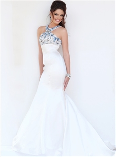 Boutique Halter Beading Mermaid Floor Length Wedding Dress