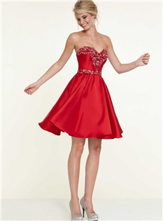 Boutique Sweetheart Beading Zipper Up Short Prom Cocktail Dress