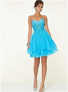 Gorgeous Sweetheart Beading Zipper Up Short Prom Aweet 16 Dress