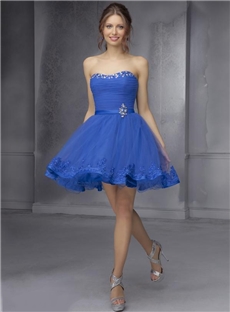 Elegant Strapless Zipper Up Beading Short Prom Sweet 16 Dress