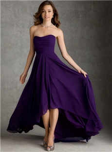 Elegant Asymmetry Sweetheart Zipper Up Bridesmaid Dress