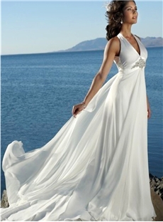 Best Selling Beach Wedding Dresses Open Back Chiffon Gowns