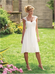 New Arrival A Line Princess Straps Knee Length Chiffon Wedding Dress