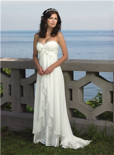 Chic Empire Strapless Sweetheart Sweep Brush Train Chiffon Wedding Dress