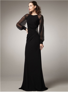 Elegant Sheath Floor Length Beading Evening Dress