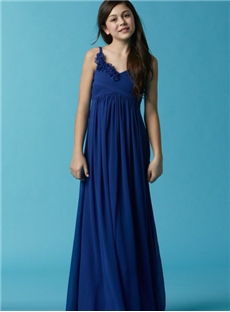 Lovely Floor Length Chiffon A Line Junior Bridesmaid Dresses