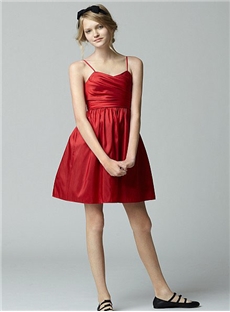 Knee Length Natural Summer Junior Bridesmaid Dresses