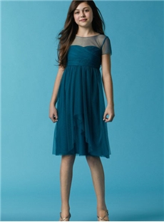 Knee Length Tulle Junior Bridesmaid Dresses