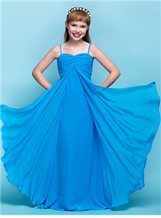 Floor Length Chiffon A Line Junior Bridesmaid Dresses