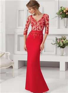 Boutique Embroidery V Neck Floor Length Evening Dress