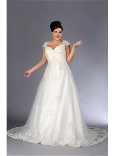 Luxurious Elegant A Line V Neck Lace Up Wedding Dress