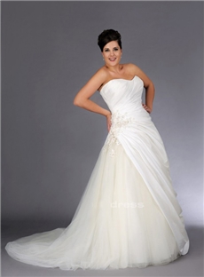 Luxurious Elegant A Line V Neck Lace Up Wedding Dress