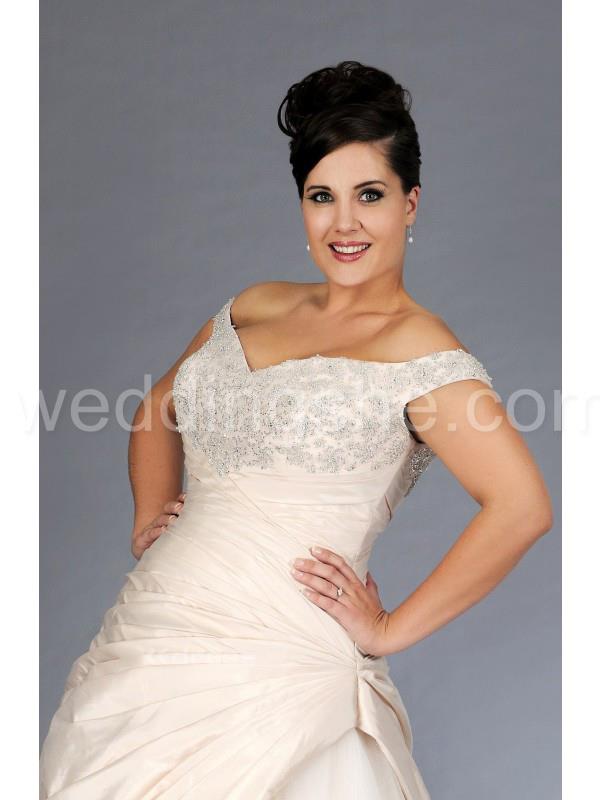 Gorgeous A-line Draped Teffeta And Tulle Wedding Dresses