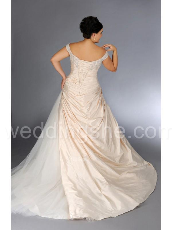 Gorgeous A-line Draped Teffeta And Tulle Wedding Dresses