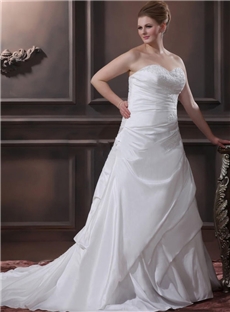 Appliqued A Line Sweetheart Neckline Lace Up Taffeta Plus Size Wedding Dress