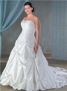 A Line Sleeveless Cathedral Train Beading Lace Up Plus Size Wedding Dress