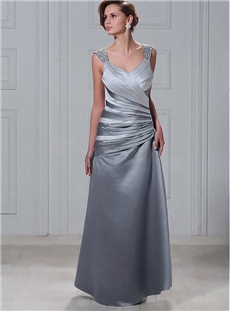 Attractive A Line V Neck Neckline Floor Length Mother Of The Bride Dresses
