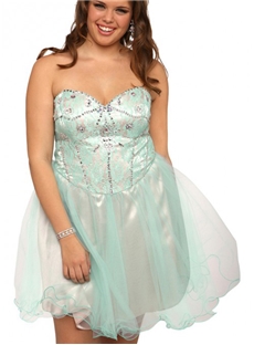 Plus Size Prom Dress With Sweetheart Stone Accented Bodice Lace Tulle