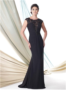 Attractive Trumpet Mermaid Scoop Neckline Black Floor Length Mother Of The Bride Dresses