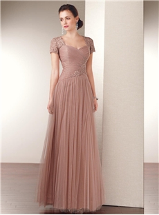 Sheath Column Sweetheart Short Sleeves Floor Length Mother Of The Bride Dress