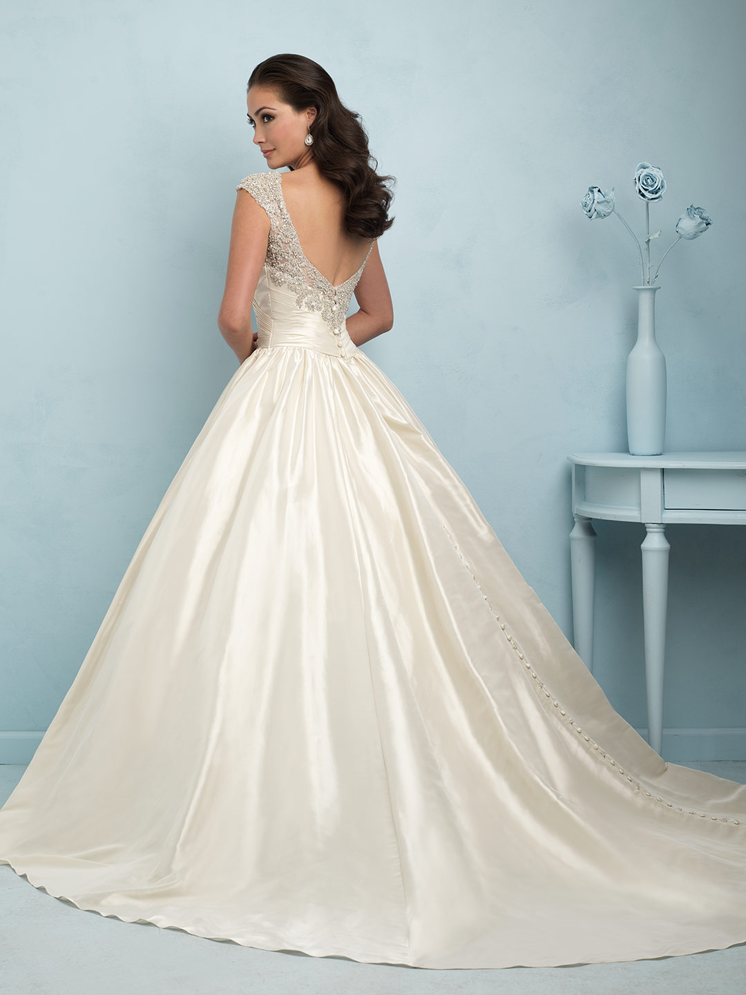 Elegant Princess Straps Cap Sleeves V back Beading Wedding Dress on Sale With Price USD$ 216.79