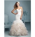 Unforgettable Mermaid Strapless Sweetheart Neckline Ruched Bodice Ruffled Skirt Wedding Dress