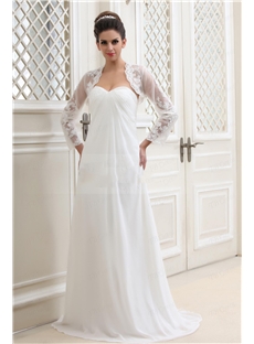 Pretty Long Sleeves White Lace Wedding Jacket