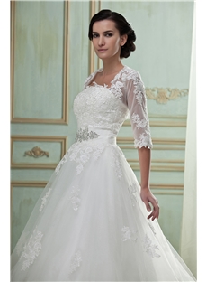Exquisite 1 2 Sleeve Length Lace Wedding Jacket