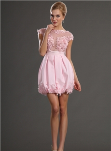 Adorable Jewel Zipper Up Flower Beading Short Homecoming Sweet 16 Dress