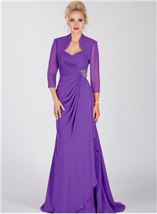 Elegant A Line Sweetheart Floor Length Purple Mother Of The Bride Gown