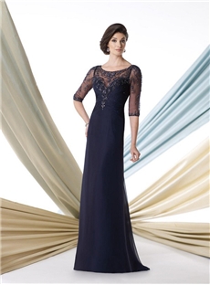 Elegant A-Line Jewel Floor-length Mother Of The Bride Gown
