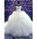 Gorgeous Ball Gown Ruffles Embroidery Chapel Train Wedding Dress
