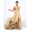 Boutique One Shoulder Appliques Split Front Long Evening Dress
