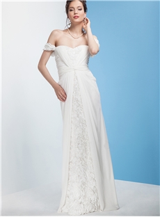 Empire Off The Shoulders Sweetheart Neck Wedding Dress Featuring Ruched Bodice Overlay With Ruffles Underneath Skirt Empire Off The Shoulders Sweetheart Neck Wedding Dress Featuring Ruched Bodice Overlay With Ruffles Underneath Skirt